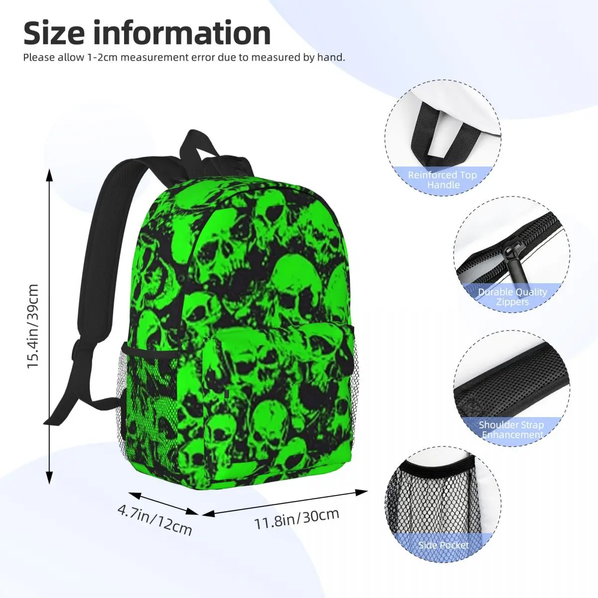 Ghost Skull Print Luminous Horror Night Halloween Backpack Student Boys Girls BookBag Men Women School Bag Laptop Shoulder Bags