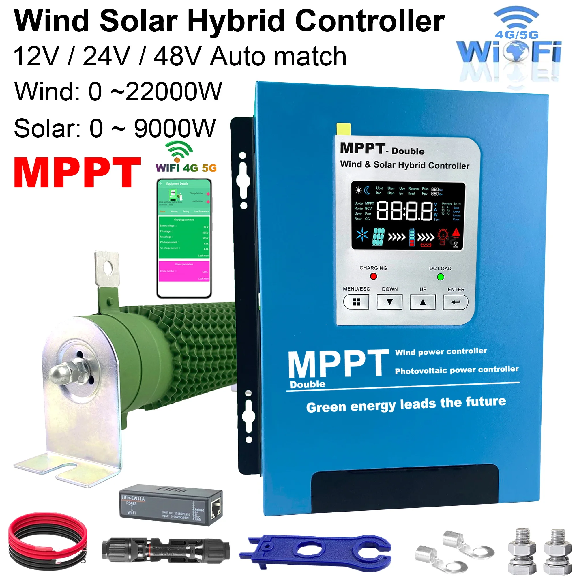 

Гибридный солнечный контроллер MPPT 4000 Вт, 12В/24В/48В, с Wi-Fi и LED-дисплеем, для ветряных турбин и LiFePO4 аккумуляторов