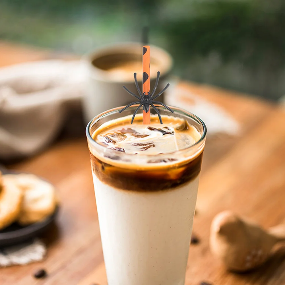 

40Pcs Spider Decor Paper Straws Halloween Party Supplies Disposable Drinking Straws for Cold Beverages Halloween Party Supplies