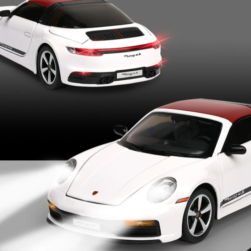1:32 911 Targa 4S Sports Car Alloy Sound and Light Car Model Children's Birthday Gift Toy Boy Creative Gift Collectibles Toys