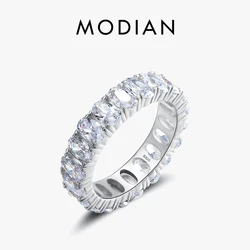 Modian nowy 100% 925 srebro klasyczne owalne musujące palec serdeczny dla kobiet luksusowe AAAAA CZ ślub elegancka biżuteria zaręczynowa