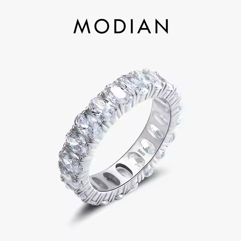 Modian New 100% 925 Sterling Silver Classic Oval Sparkling Finger Ring For Women Luxury AAAAA CZ Wedding Engagement Fine Jewelry