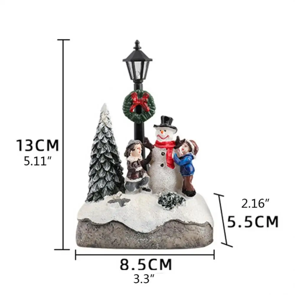 Resin Christmas Decor Village Ornaments Figurines Decoration Santa Claus Pine Needles Snow View House Holiday Gift Home Decor