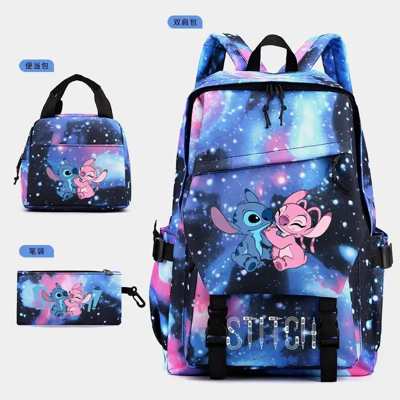 3Pcs/set Lilo And Stitch Backpack with Lunch Bag Pencil Case for Girl Boy Schoolbag Back To School Bookbag Kid Gift Rucksacks