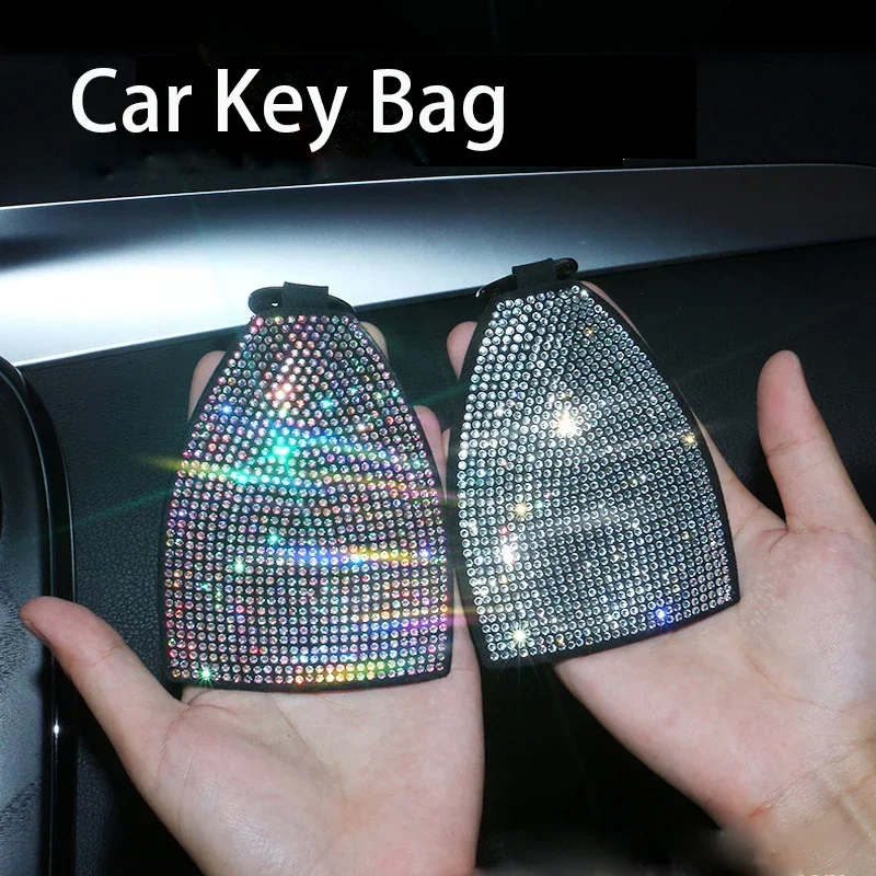 Diamond Car Key Bag PU Leather Key Wallets Housekeepers Car Pull Type Key Holder Case Lady Creative Cute Keychain Pouch Interior