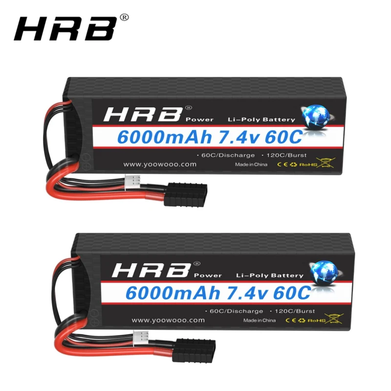 1/2PCS HRB Lipo Battery 2S 7.4V 6000mah 7000mah 55C 60C T RC Parts T Deans Hardcase Car Truck Airplane Boat 1/10