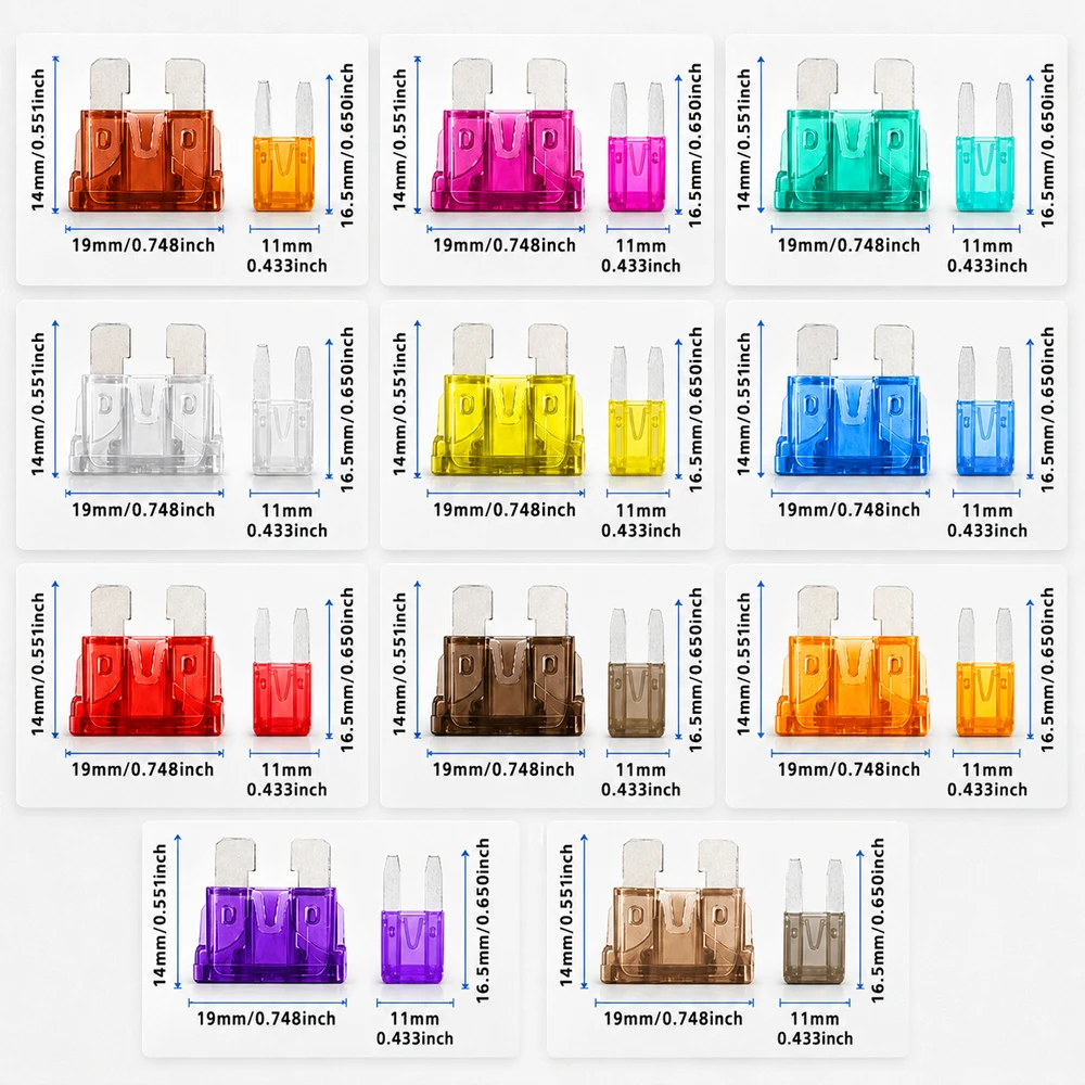 50-284 pcs Fuse Combination Kit, Small Medium, Fuse Blade Type for Marine,  2A 3A 5A 10A 15A 20A 25A 30A 35A