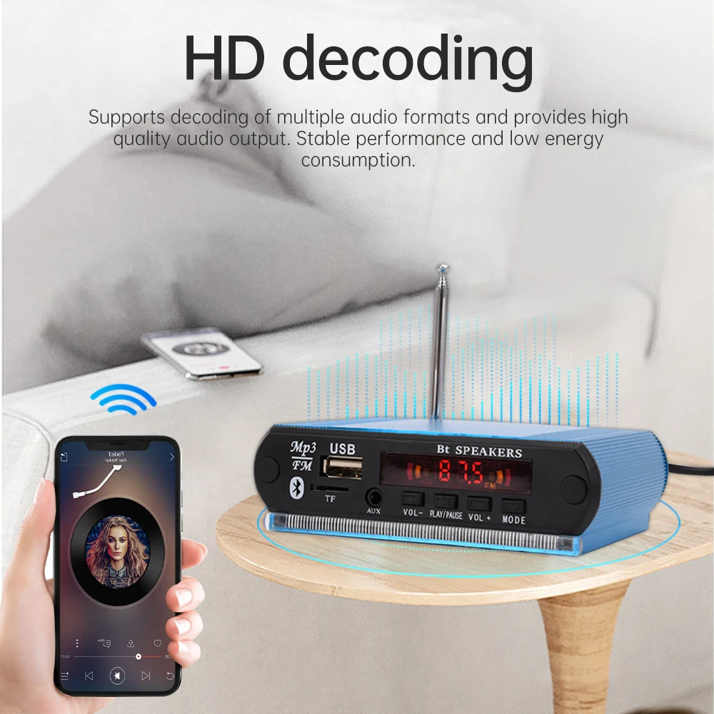 MP3 Decoder Bluetooth Module Car Speaker Decoder With Recording Support USB FM TP LINE IN Audio Module DAC Car Kit
