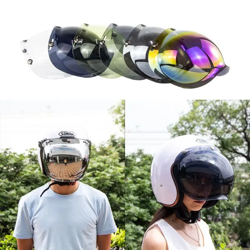 

Retro 3-snap Sunscreen Sun Shield Visor Bubble Mirro Helmet Sun Visor For Motorcycle Helmet Face Lens