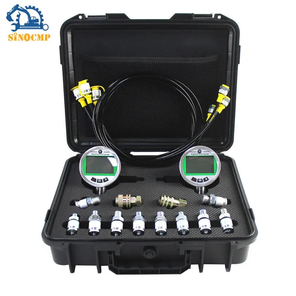 Digital Hydraulic Pressure Gauge Kit 2 Gauges 80MPA /12000PSI w/ Quick Connector for CAT Komatsu CASE John Deere 1 year warranty