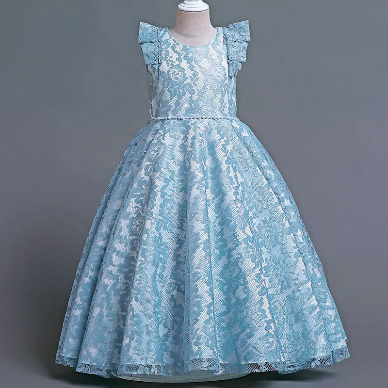 Robe de demoiselle d'honneur en dentelle pour enfants, robe de Rhélégante pour enfants, robe de reconstitution historique de princesse, fête de mariage, robes de banquet pour enfants