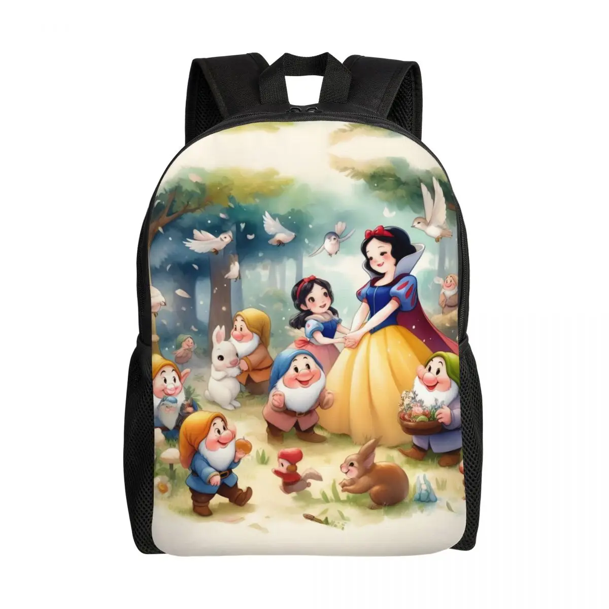 

Custom Snow White And The Seven Dwarfs Backpack for Women Men Water Resistant School College Cartoon Movie Bag Printing Bookbags