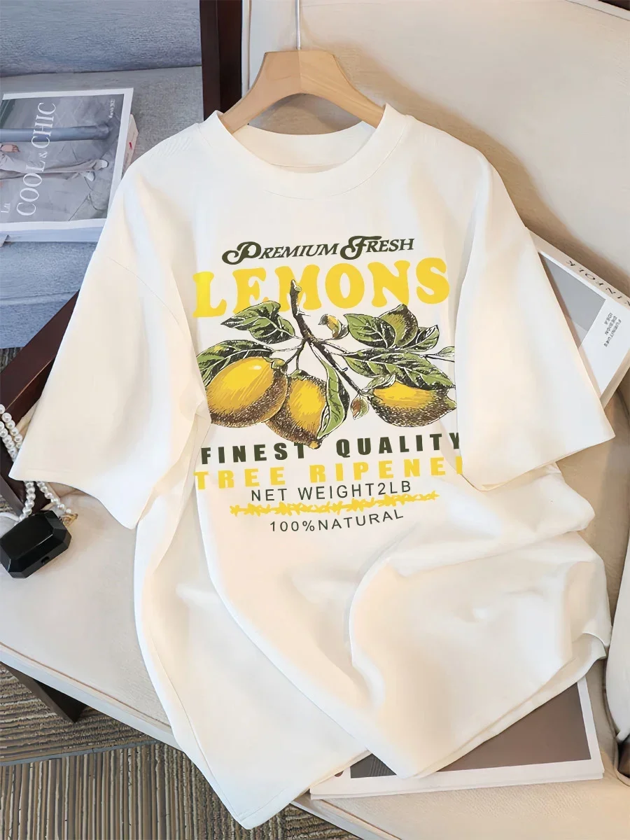 

Lemons Fruits Premium Fresh Printing T Shirt Woman Sportswear O-Neck Casual T Shirts Fashion Casual Short Sleeve Clothing