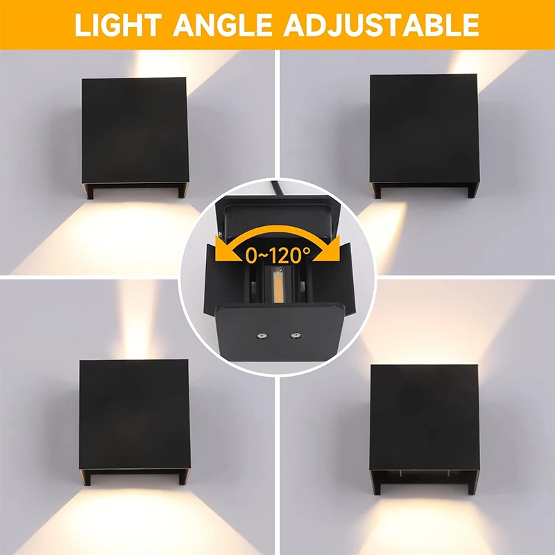 โคมไฟติดผนัง LED โมเดิร์นสีดำขึ้นและลงในร่มกลางแจ้ง DC110-220V สำหรับห้องนั่งเล่นห้องนอนตกแต่งห้องโถง, วอร์มไวท์