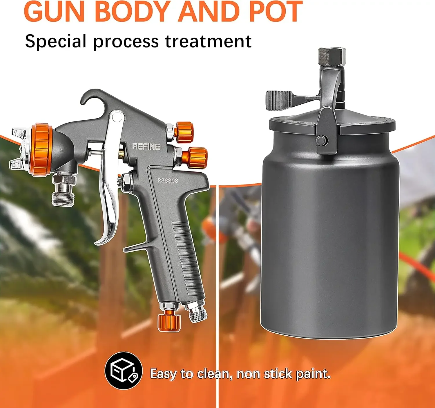 Pistolet pulvérisateur à air comprimé pour siphon, buse de 1.8mm, gobelet en aluminium 1000CC, processus spécial, facile à nettoyer, odorà peinture, peinture automobile