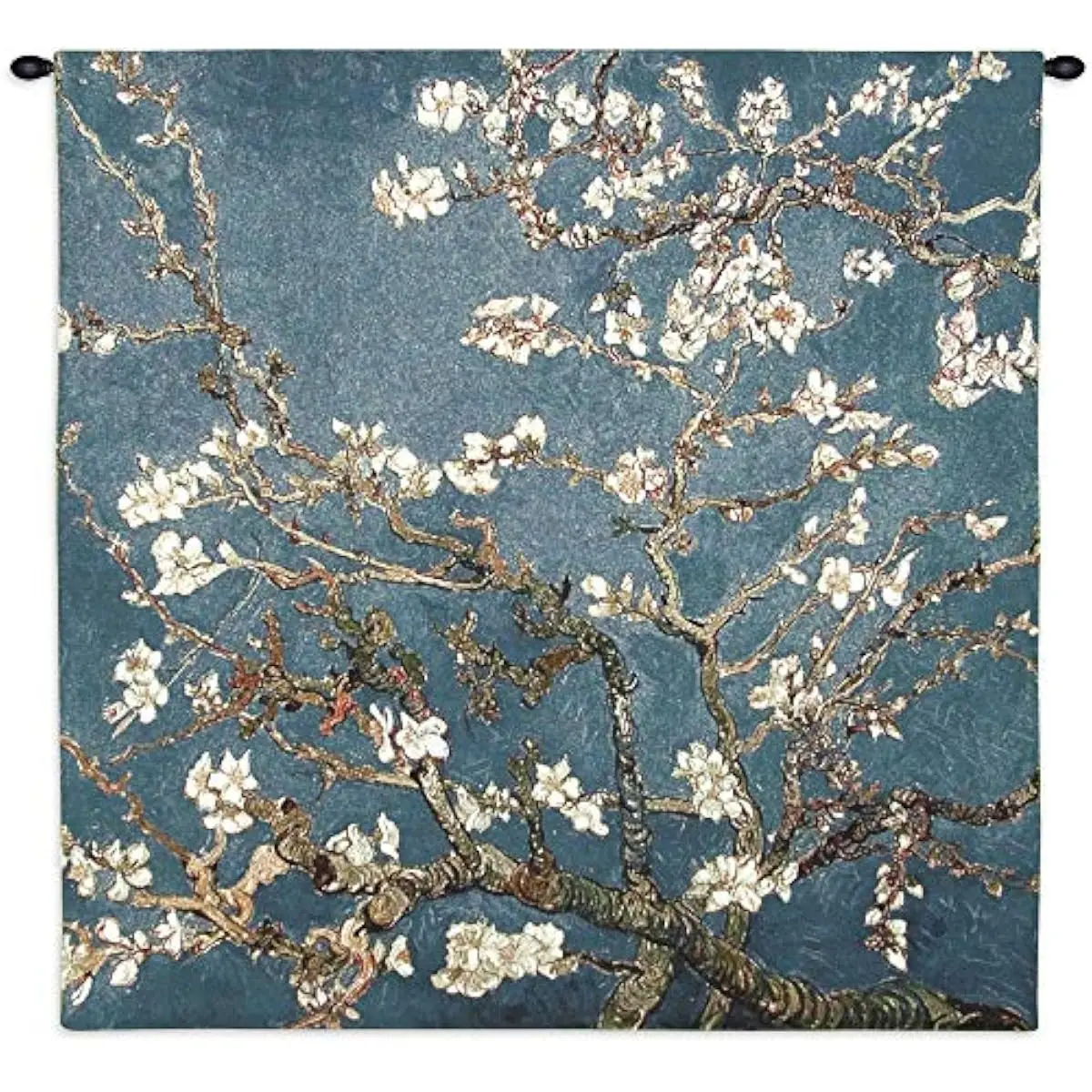 Woven Jacquard Tapestry Featuring Van Gogh’s Almond Blossom Scene | Textured 100% Cotton Wall Hanging | Hand-Finished Art Piece