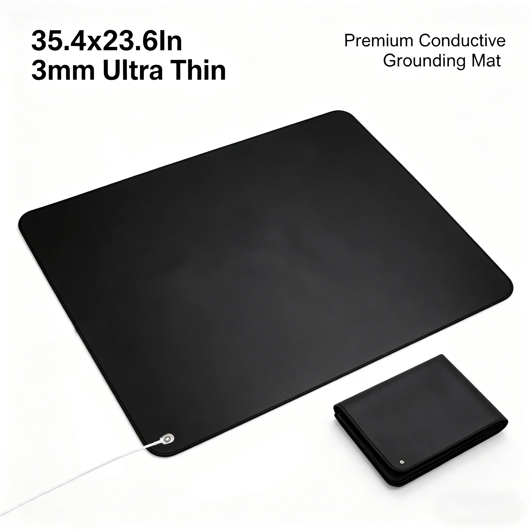 

35.4x23.6 Inch 3mm PU Leather Grounding Mat Earthing Pad EMF Protection Sleep Support Stress Relief Pain Relief Anxiety Supports