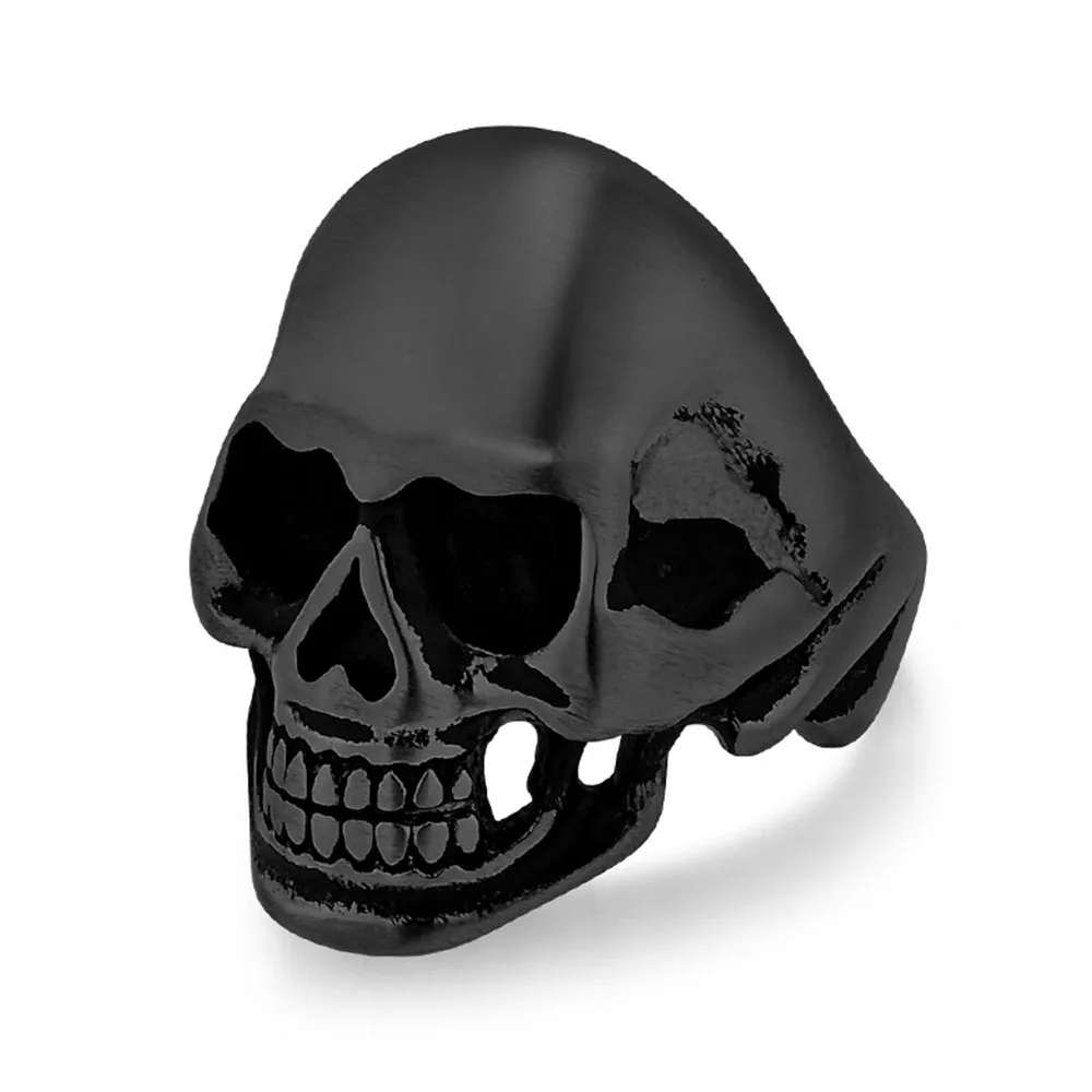 European And American Retro Matte Brushed Hip-hop Skull Stainless Steel Men\'s Ring Jewelry