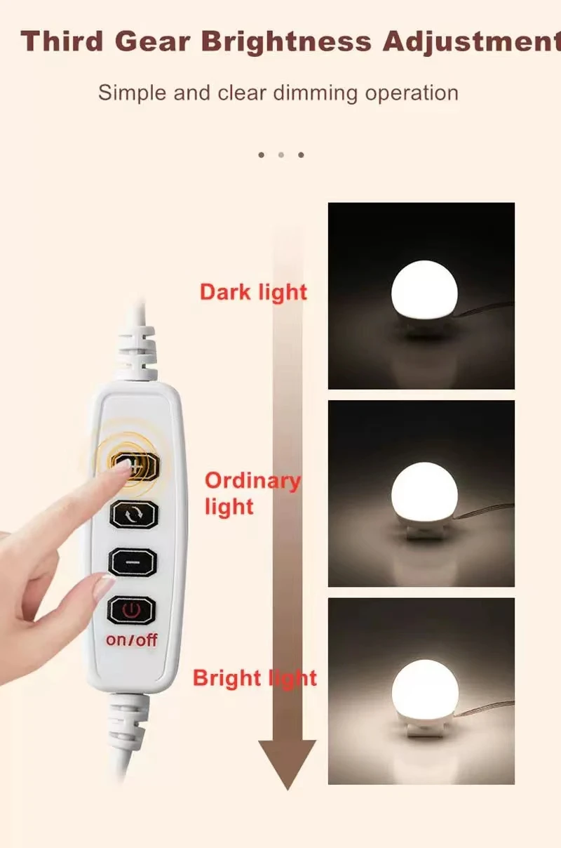 Make-up Spiegel LED Glühbirnen Eitelkeit Lichter USB 12V Bad Schmink tisch Lampe dimmbare LED Eitelkeit Licht für Spiegel Licht – Detail 7