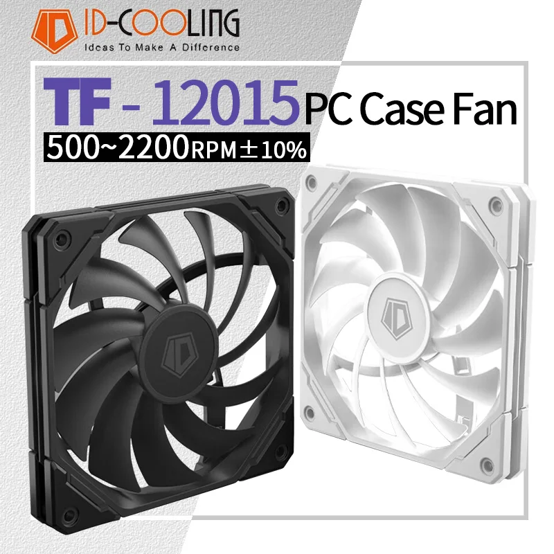 ID COOLING TF-12015 Chassis Fan 12V 4Pin PWM 500-2200RPM Silent High Air Volume Ultra Thin Thickness 15MM PC Case CPU Cooler Fan