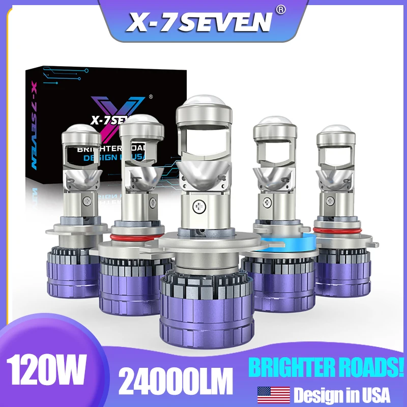 

X-7SEVEN X-LUMINO PRO 120W 24000LM 6500K CANBUS H4 H7 H11 9005 9006 Проекционная светодиодная линзованная лампа для фар автомобилей и мотоциклов