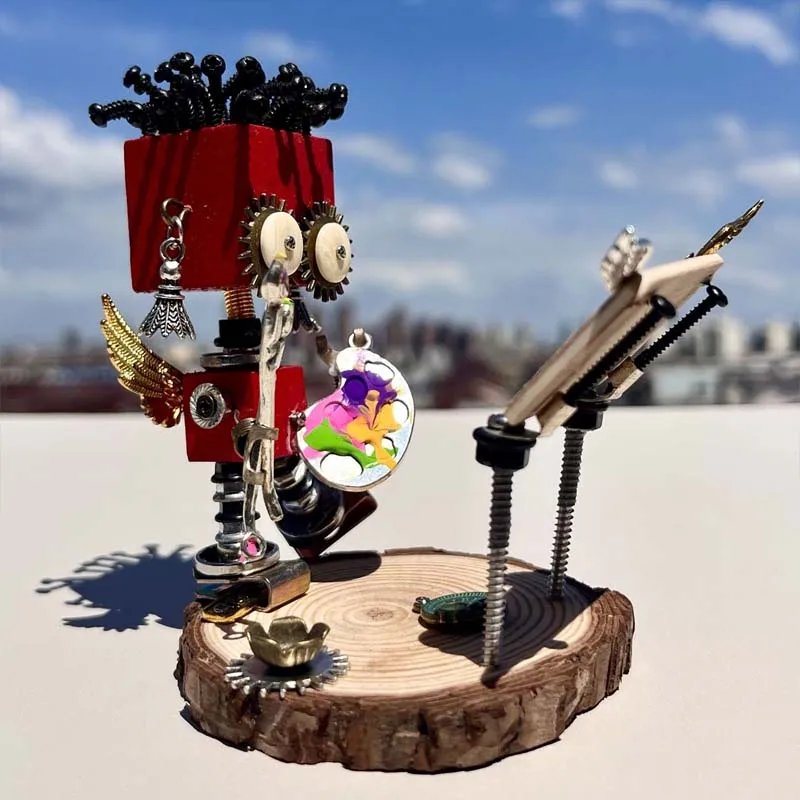 Handcrafted Travel Steampunk Robot Ornament Finished Tabletop Decor Viral Creative New Year Christmas Friends Classmate Gift
