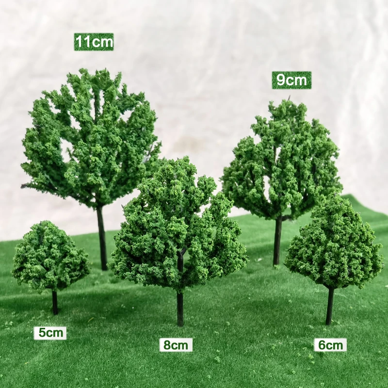 100pcs/bag Mini landscape model tree broad-leaved green tree 3-12 cm sand table building street greening material train layout