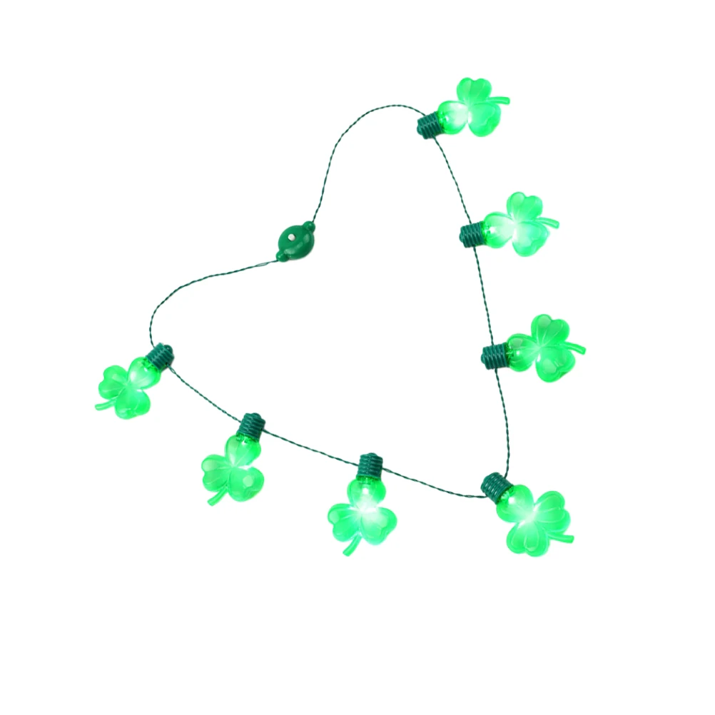 

2 Pcs Luminous Necklace Creative Shamrock Patrick's Day Glowing -catching for Festival Party