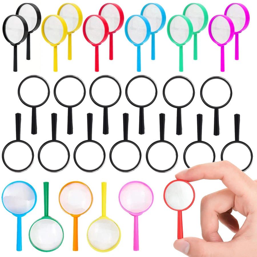 20pcs 5cm Mini Plastic Magnifier Creative Desktop Reading Assistant Color Random Mini Handheld Office Desk Magnifier