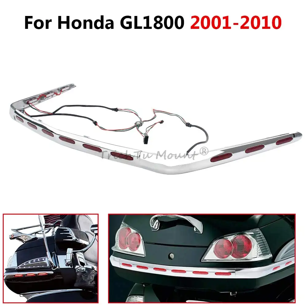 

Motorcycle Saddlebag Rear Trunk Decoration Trims LED Lights For Honda Goldwing 1800 GL1800 Airbag Audio 2001-2010 Accessories