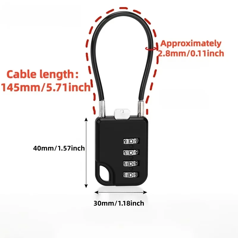 Mini Resettable Wire Rope Password Lock, Key-Free Anti-Theft Padlock for Suitcase, Bag, Dorm Cabinet, Gym Locker, Helmet, Tool