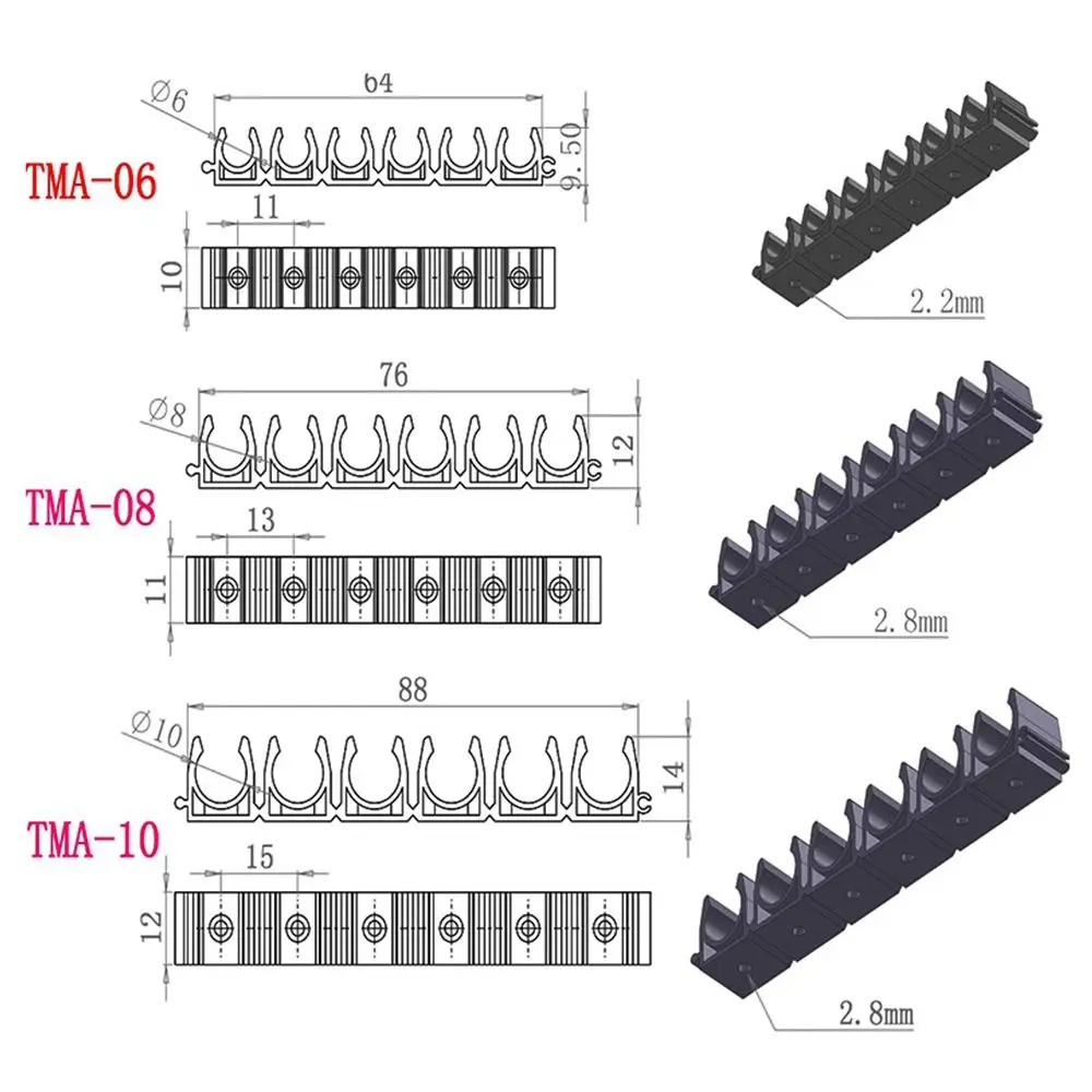 Abrazadera de manguera de aire, fijación de 6 vías, soporte de tubería de agua, 4mm, 6mm, 8mm, 10mm, 12mm, compresor de Gas, Clip de flujo de desviación