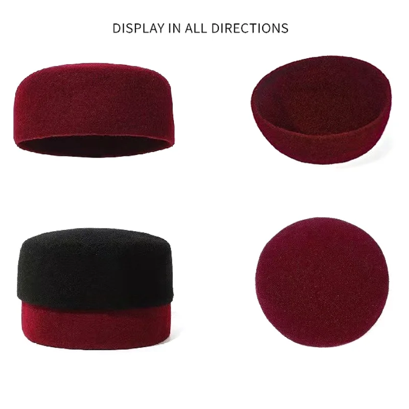 

Black Hats Muslim Men Prayer Caps Real Wool Elegant Islamic Hijab Headwear Outdoor Dancing Hat Jewish Accessory 58-60CM