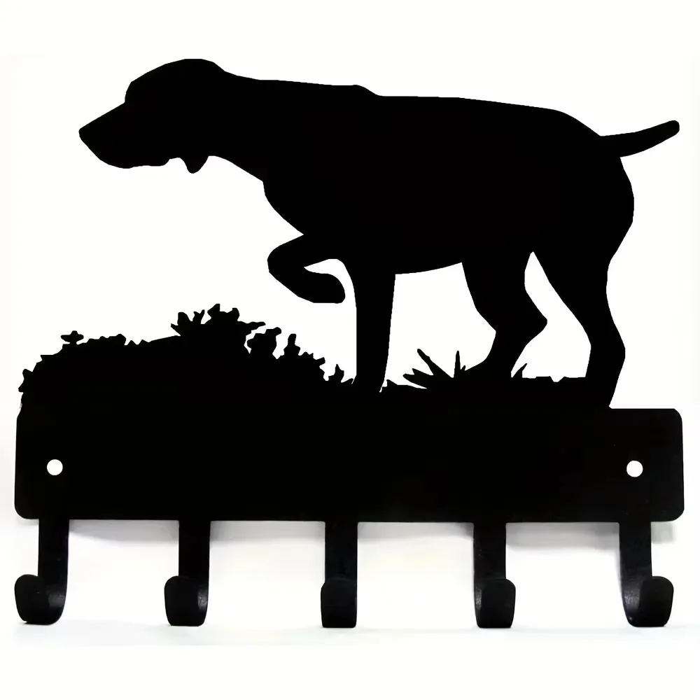 CIFBUY Metal Wall Art German Shorthaired Pointer Dog Key Hooks Iron Sculpture Hanging Sign Outdoor Garden Yard Decor Home