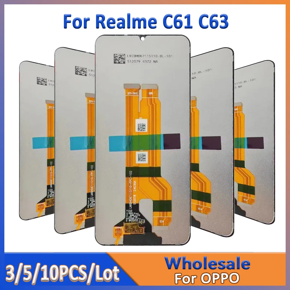 

Оптовая продажа, партия 3/5/10 шт. для OPPO Realme C61, ЖК-экран с сенсорным креплением для дисплея oppo Realme C63, для ремонта
