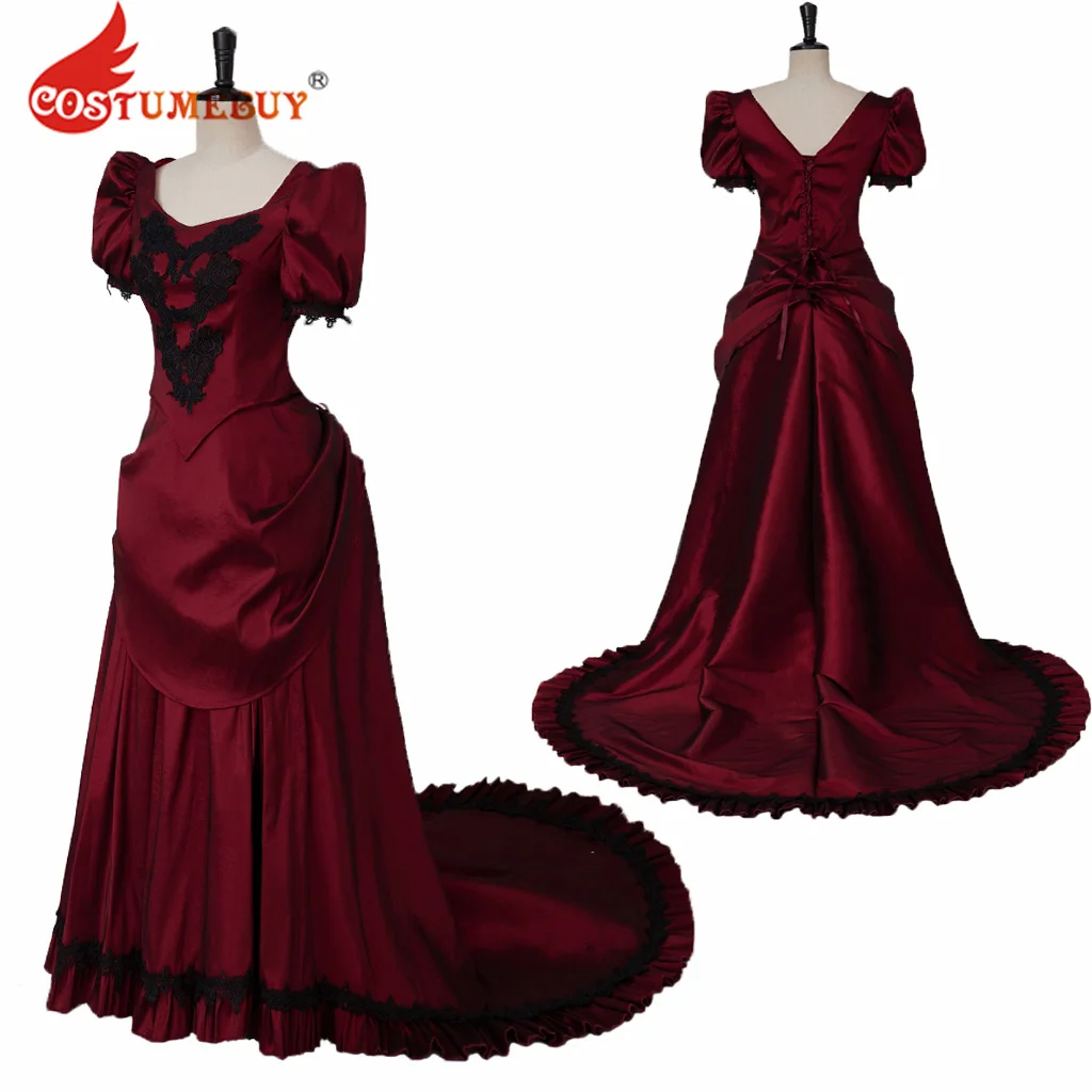 

Red Victorian Bustle Dress Edwardian Walking Dress Vintage Gothic Steampunk Masquerade Ball Gown Wedding Bridal Evening Dress