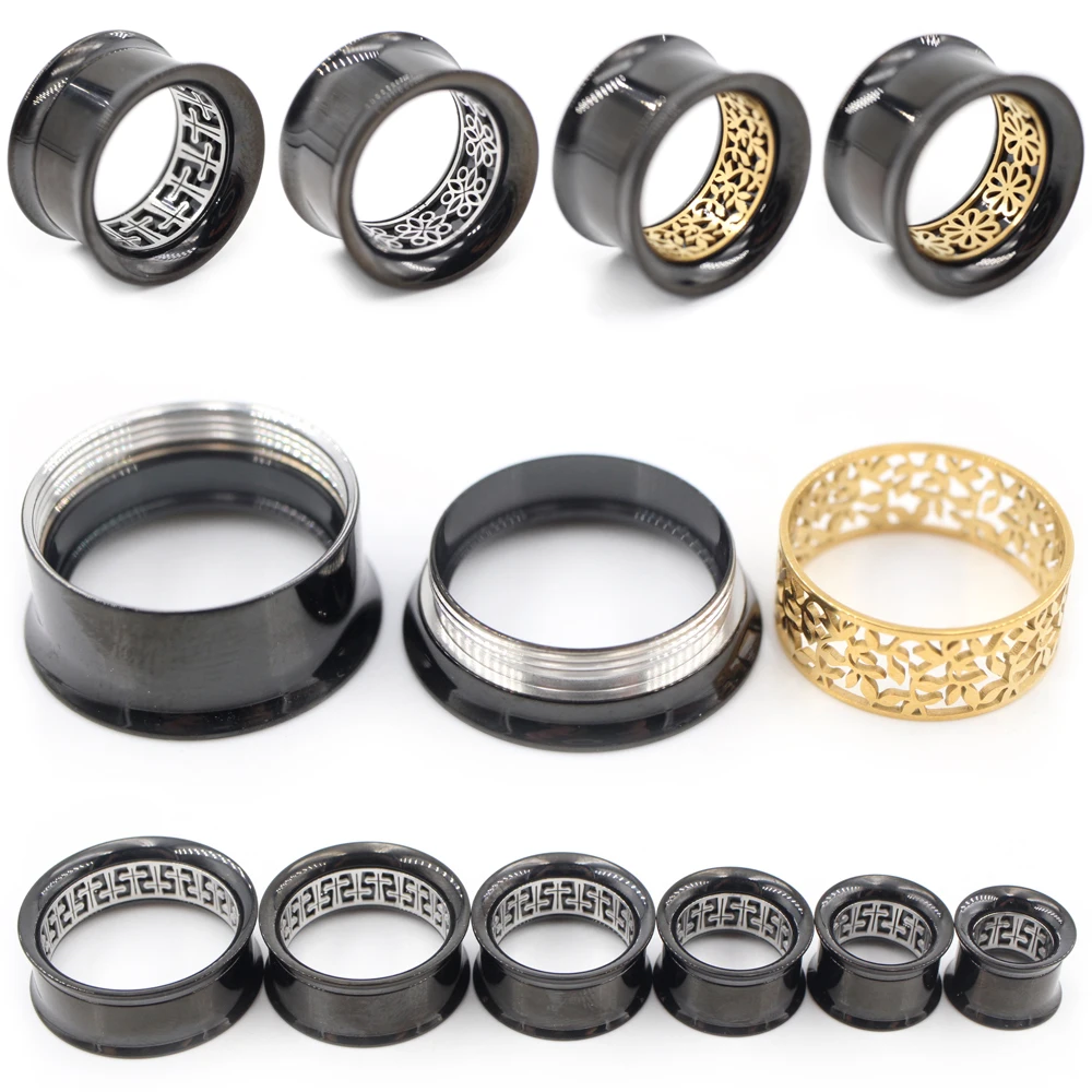1 Stück Edelstahl Hohlblumen-Kreuz-Blatt Abnehmbarer Ohr-Tunnel Plug Expander Stretcher Gauges Ohrring Piercing Körperschmuck