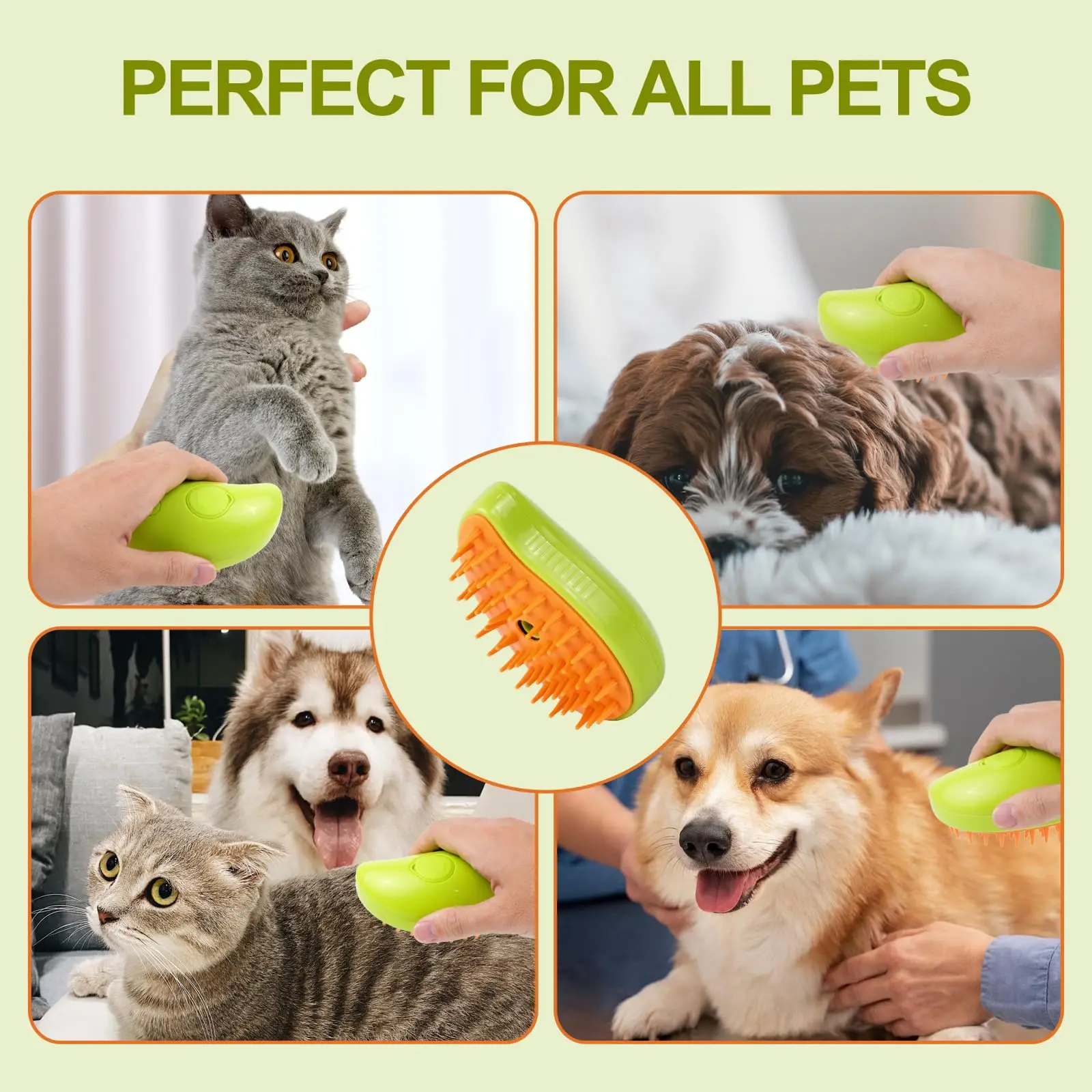 Cat Hair Steam Brush for Shedding Electric Spray Comb for Dog Soft Silicone Steam Depilation Brush Cats Bath Grooming Supplies