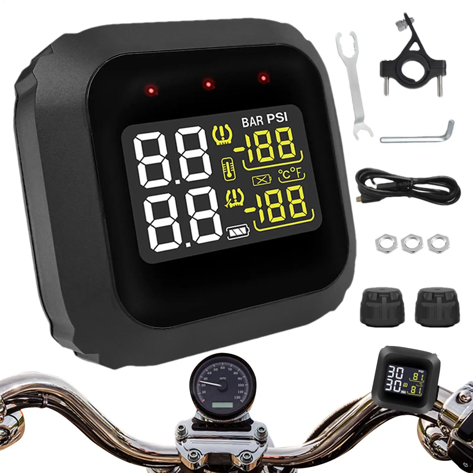 Digital Tire Gauge Multifunctional Portable Meter Digital Pressure Gauge For Auto Truck Vehicle Automotive Repair Road Trip Bike