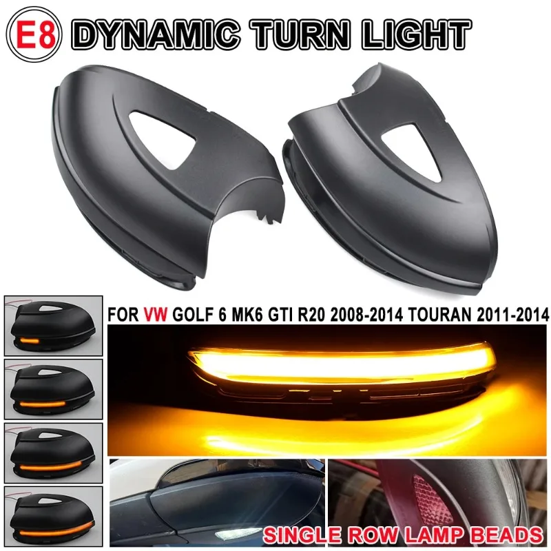 

For Volkswagen VW Golf 6 MK6 GTI R20 08-14 2Pcs Car Dynamic LED Turn Signal Light Rearview Mirror Blinker Indicator，2pcs