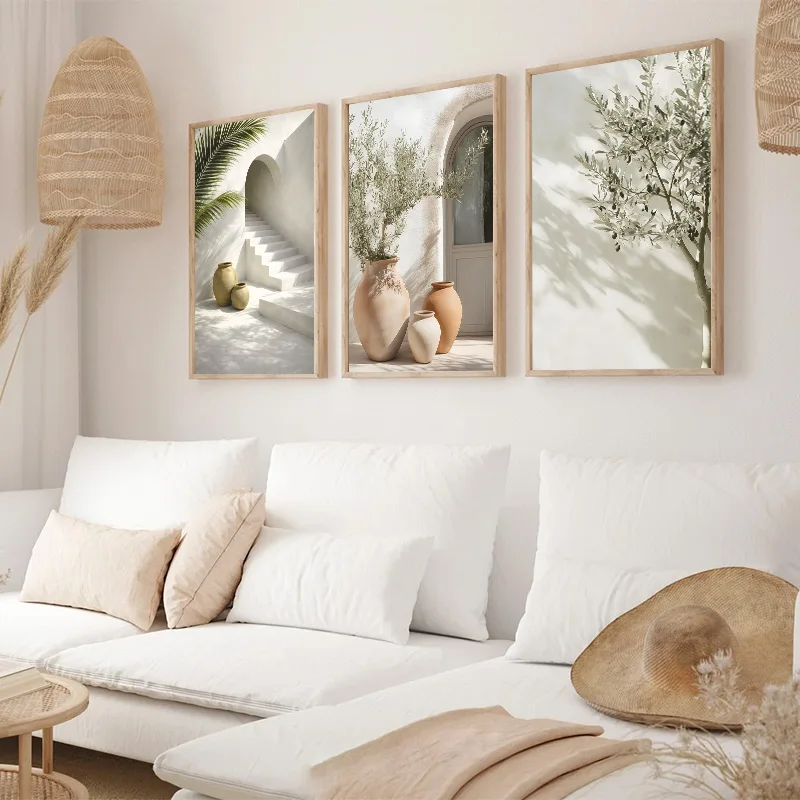 Mediterranean Wabi-Sabi Poster Natural Landscape Wall Art Canvas Print Wall Decorative Painting Home Decor for Bedroom Hallway