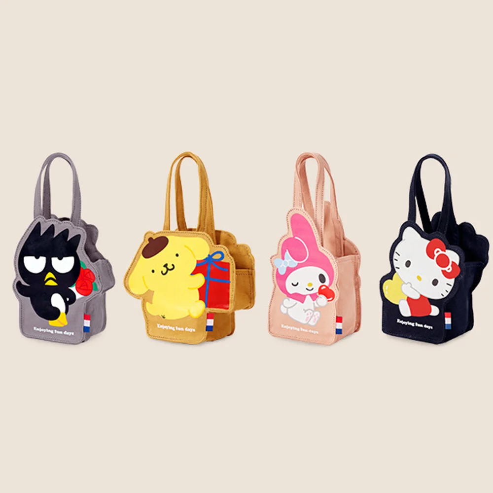 

Canvas Kettle Bags Sanrio Hellokitty Mymelody Anime Handbags Cartoon Women's Tote Three-Dimensional Cup Bags Backpacks for Girls