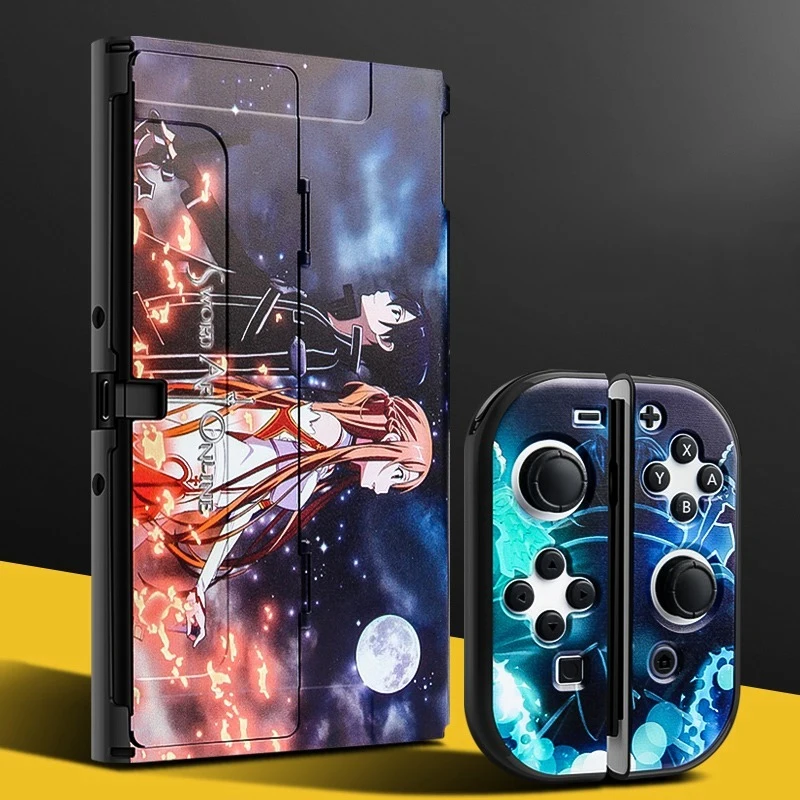 Funda protectora para Nintendo Switch, accesorios OLED, tema de Anime, cubierta Joycon, tapa basculante, accesorios para Switch, juegos de consola