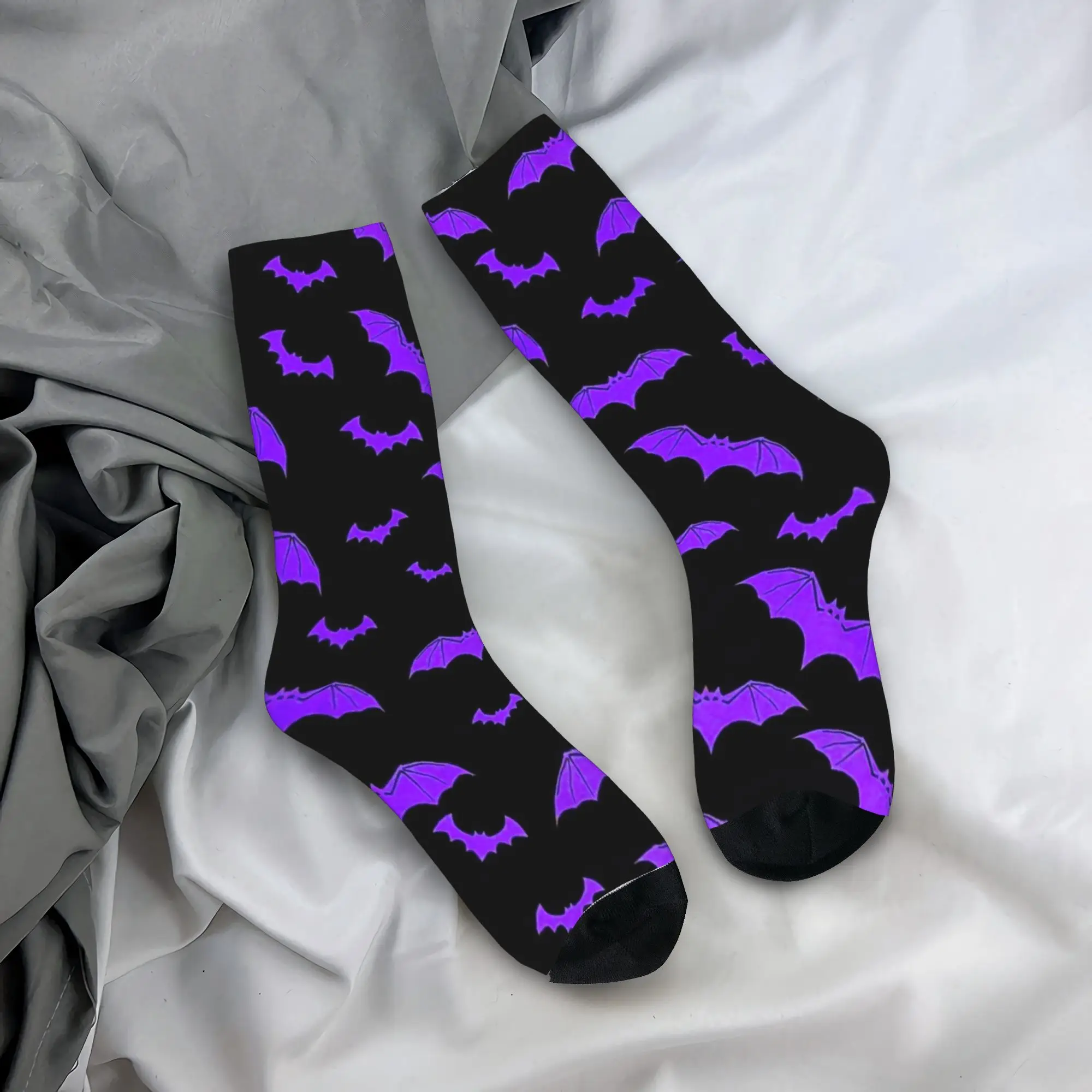 Dark Purple Chaos Abstract Texture Stockings Adults Men  Socks Warm Soft Retro Socks Autumn Cycling Anti Bacterial Socks Gift