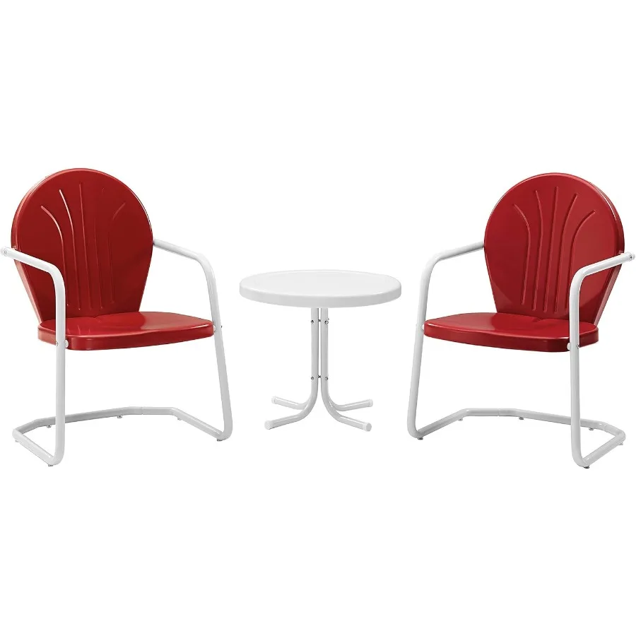 

Retro Metal Bistro Patio Set with 3Piece Outdoor Chairs and Side Table for Porch Garden Balcony or Deck Durable RustResistant D