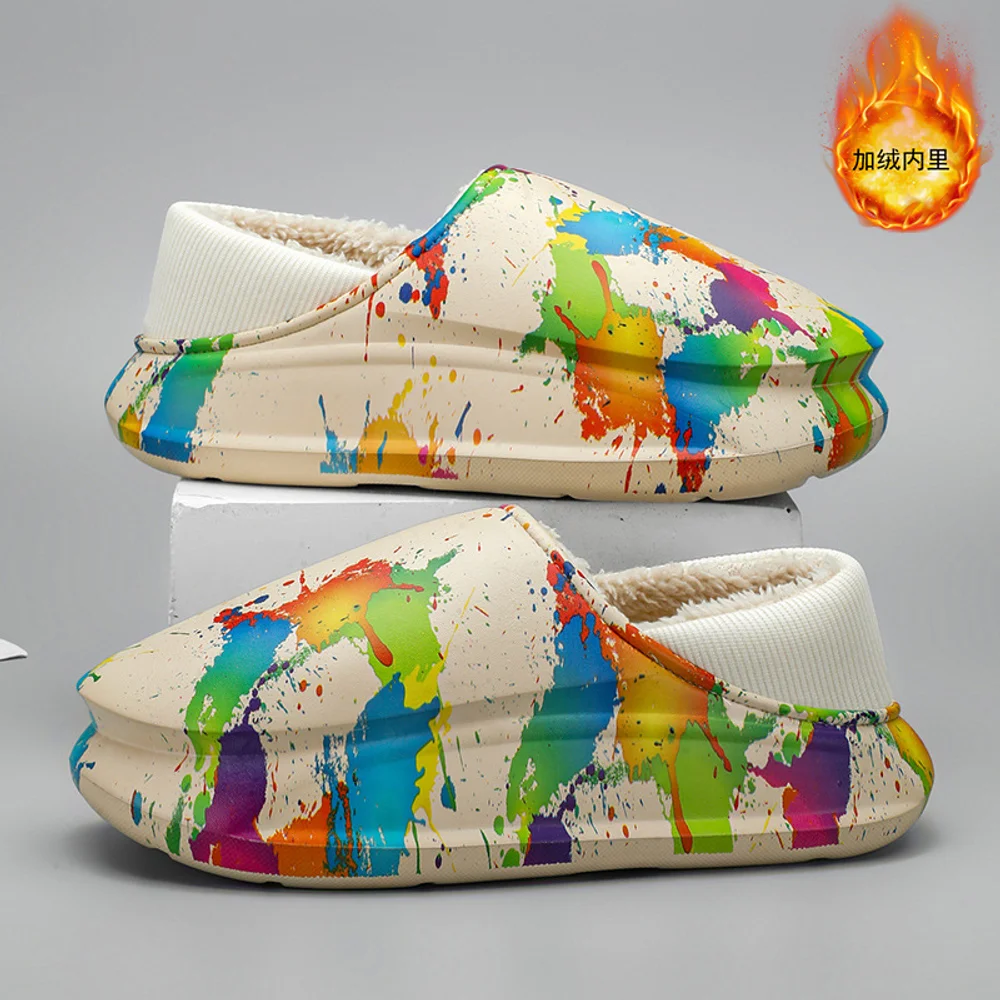 

Winter Velvet Warm Cotton Shoes For Couples, Waterproof Slippers For Outdoor Wear, Thick Soled Indoor Casual Cotton Slippers