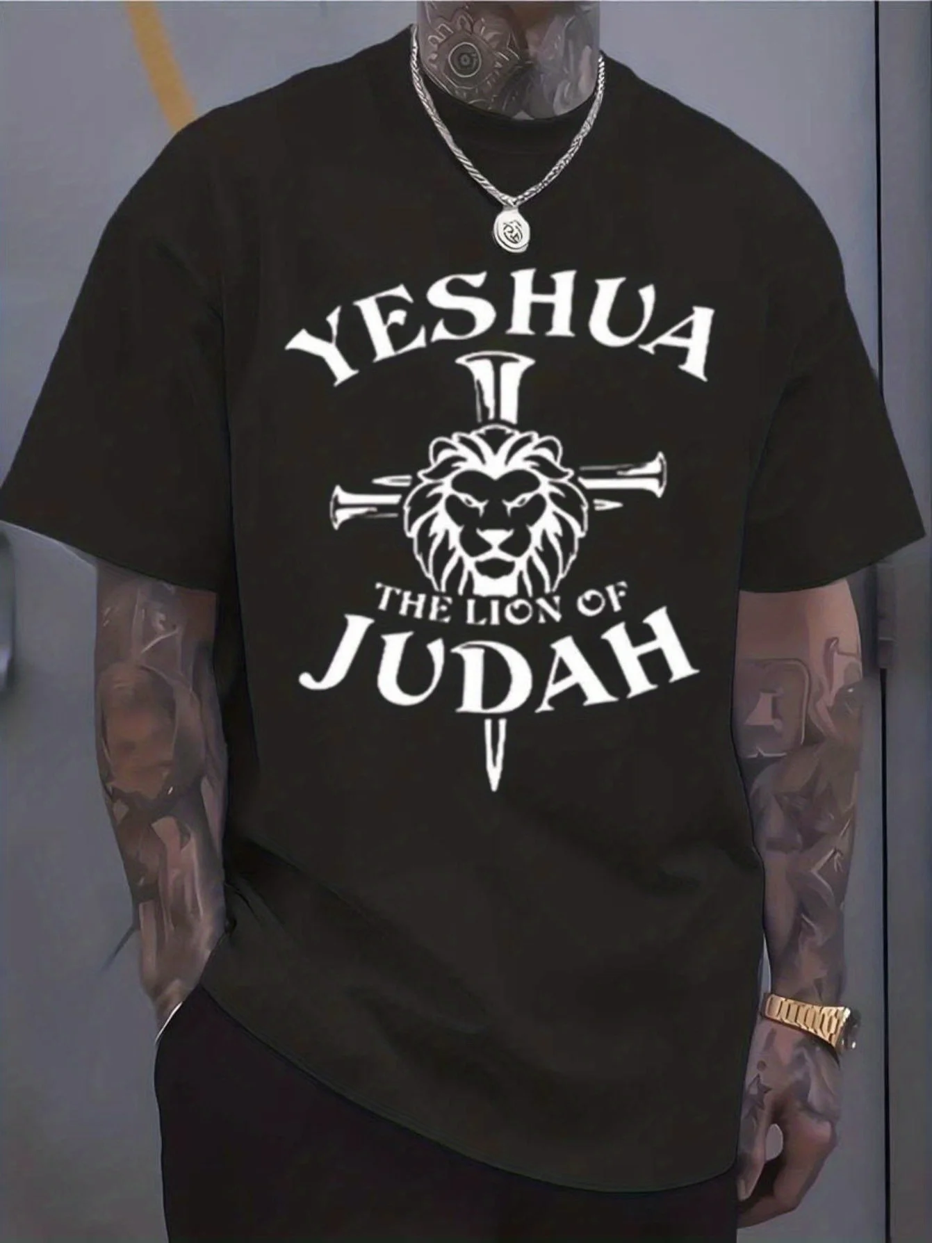 

Мужская христианская хлопковая футболка - религиозный символический принт, Иисус - мягкий 100% хлопок