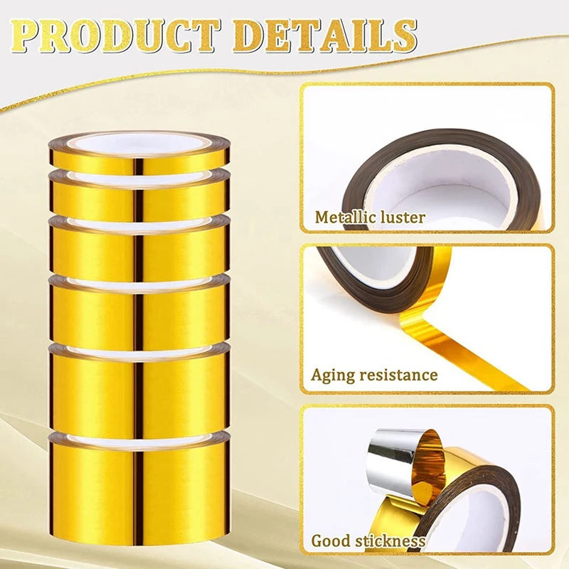 DIY Tape Metal And Paper Mirror Tape Packaging Tape Crafts Self-Adhesive Polyester Film Tape 35M