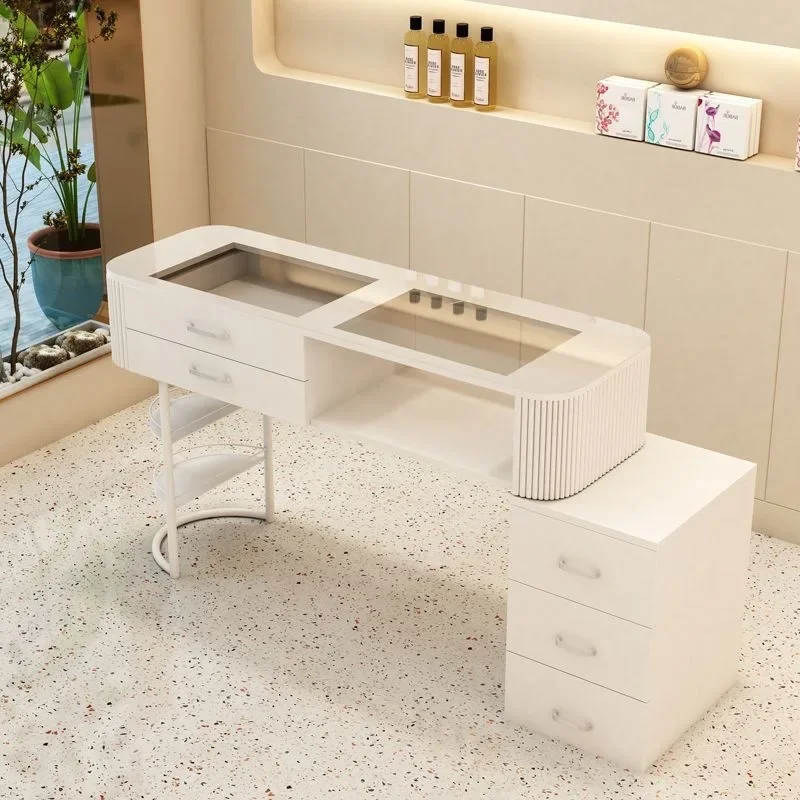 DSA folding wind manicure table white gray glass single double manicure table manicure shop set