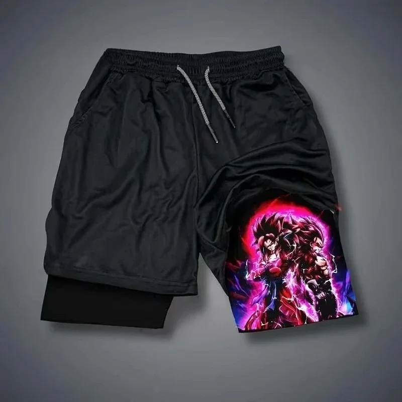 

2026 Summer Dragon Ball GT Goku & Vegeta Super Saiyan 4 Men's Shorts Quick Dry Elastic Waist Casual Loose Fit Anime Streetwear